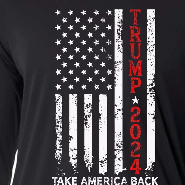 Trump 2024 Take America Back Election Patriotic Flag Cooling Performance Long Sleeve Crew