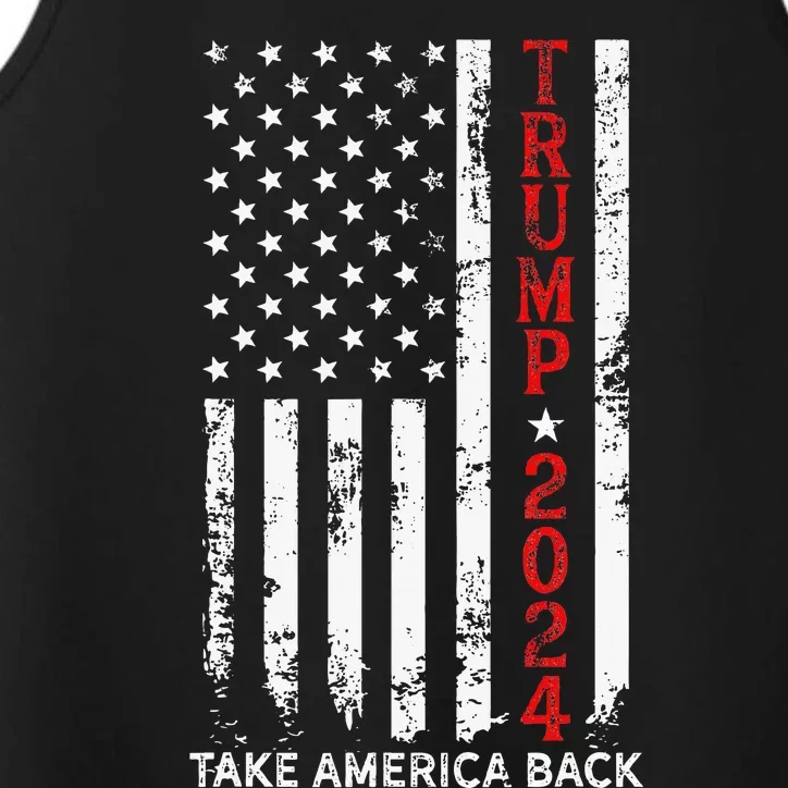 Trump 2024 Take America Back Election Patriotic Flag Performance Tank