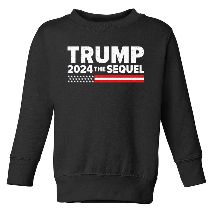 Trump 2024 The Sequel Vintage America Flag Toddler Sweatshirt