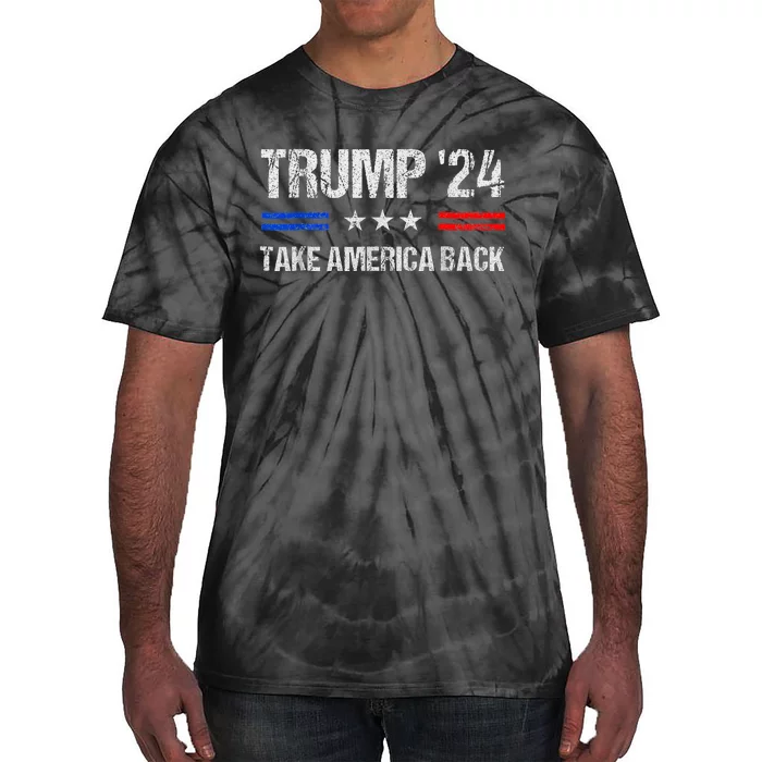 Trump 2024 Take America Back With American Flag Tie-Dye T-Shirt