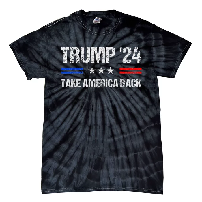 Trump 2024 Take America Back With American Flag Tie-Dye T-Shirt