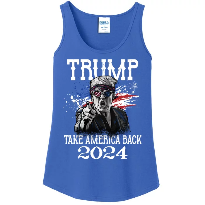 Trump 2024 Take America Back Us Flag Vintage Trump 2024 Gift Ladies Essential Tank