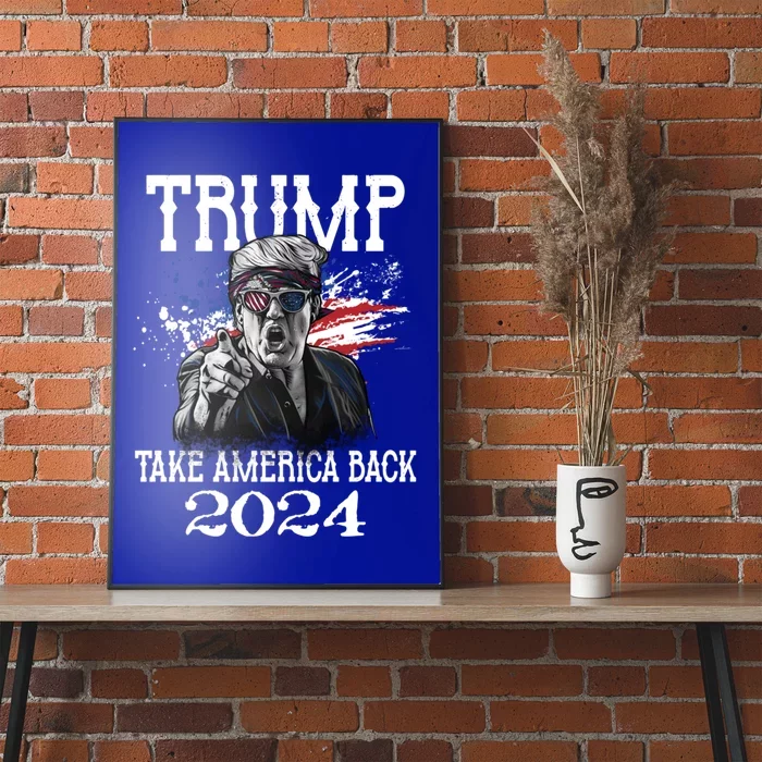 Trump 2024 Take America Back Us Flag Vintage Trump 2024 Gift Poster