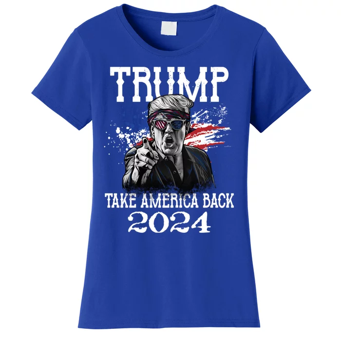 Trump 2024 Take America Back Us Flag Vintage Trump 2024 Gift Women's T-Shirt