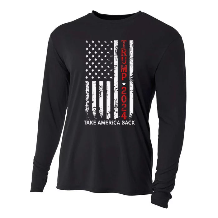 Trump 2024 Take America Back Election Patriotic Flag Cooling Performance Long Sleeve Crew