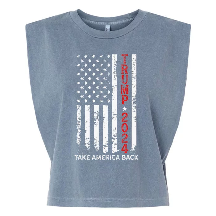 Trump 2024 Take America Back Election Patriotic Flag Garment-Dyed Women's Muscle Tee