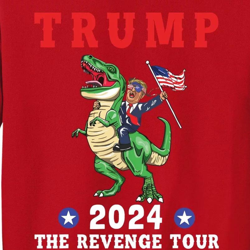 Trump 2024 The Revenge Tour Riding Dinosaur American Flag Sweatshirt