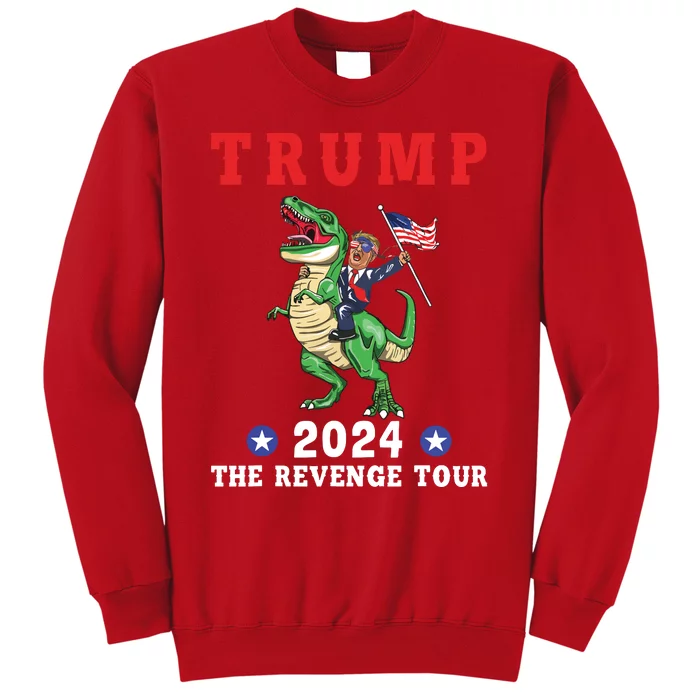 Trump 2024 The Revenge Tour Riding Dinosaur American Flag Sweatshirt