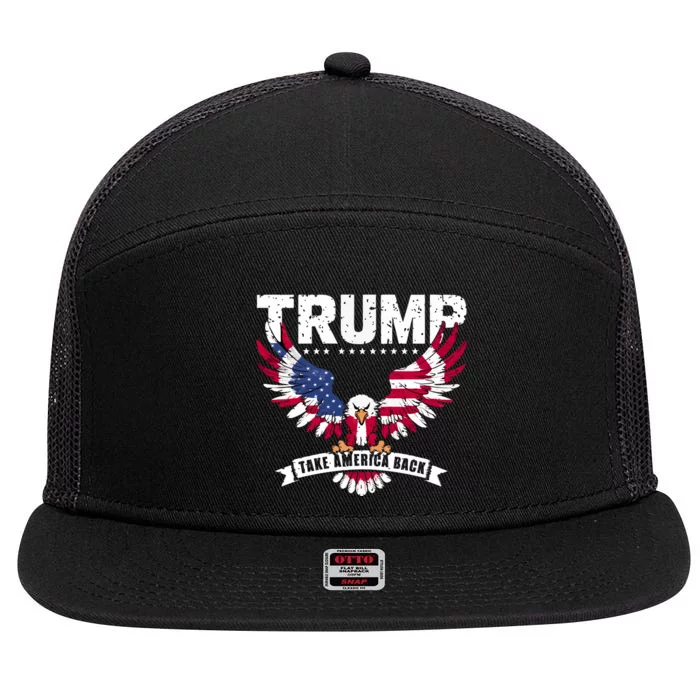 Trump 2024 Take America Back Graphic 7 Panel Mesh Trucker Snapback Hat