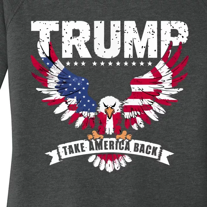 Trump 2024 Take America Back Graphic Women's Perfect Tri Tunic Long Sleeve Shirt