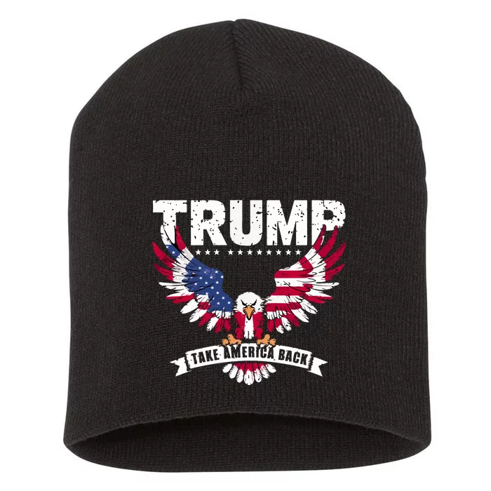 Trump 2024 Take America Back Graphic Short Acrylic Beanie