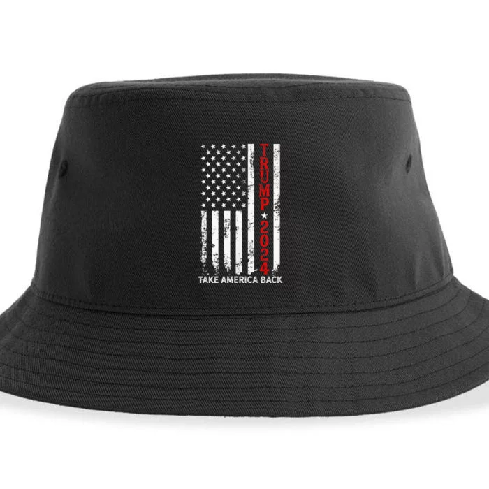 Trump 2024 Take America Back Election Patriotic Flag Sustainable Bucket Hat