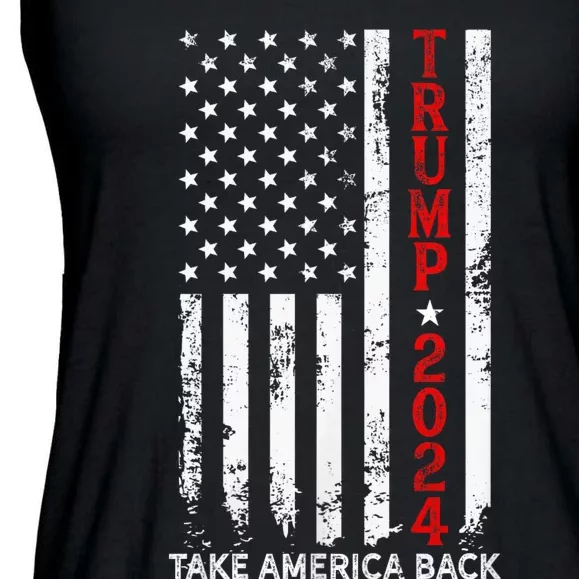 Trump 2024 Take America Back Election Patriotic Flag Ladies Essential Flowy Tank