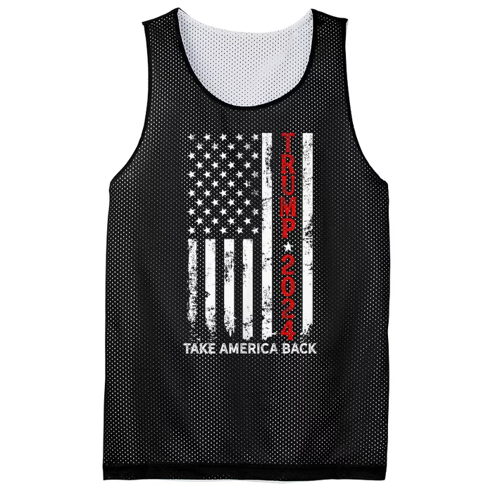 Trump 2024 Take America Back Election Patriotic Flag Mesh Reversible Basketball Jersey Tank