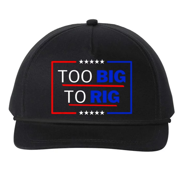 Trump 2024 Too Big To Rig Snapback Five-Panel Rope Hat