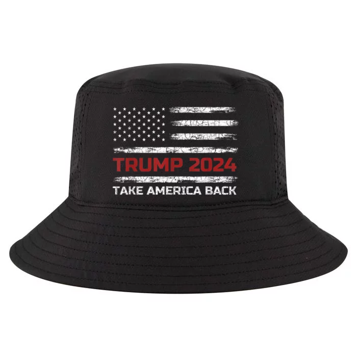 Trump 2024 Take America Back Election Patriotic Flag Cool Comfort Performance Bucket Hat