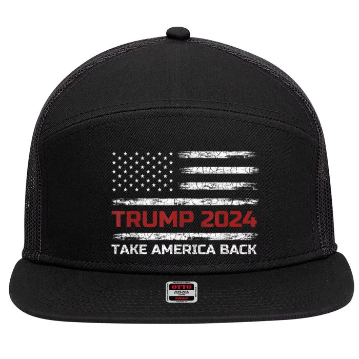 Trump 2024 Take America Back Election Patriotic Flag 7 Panel Mesh Trucker Snapback Hat