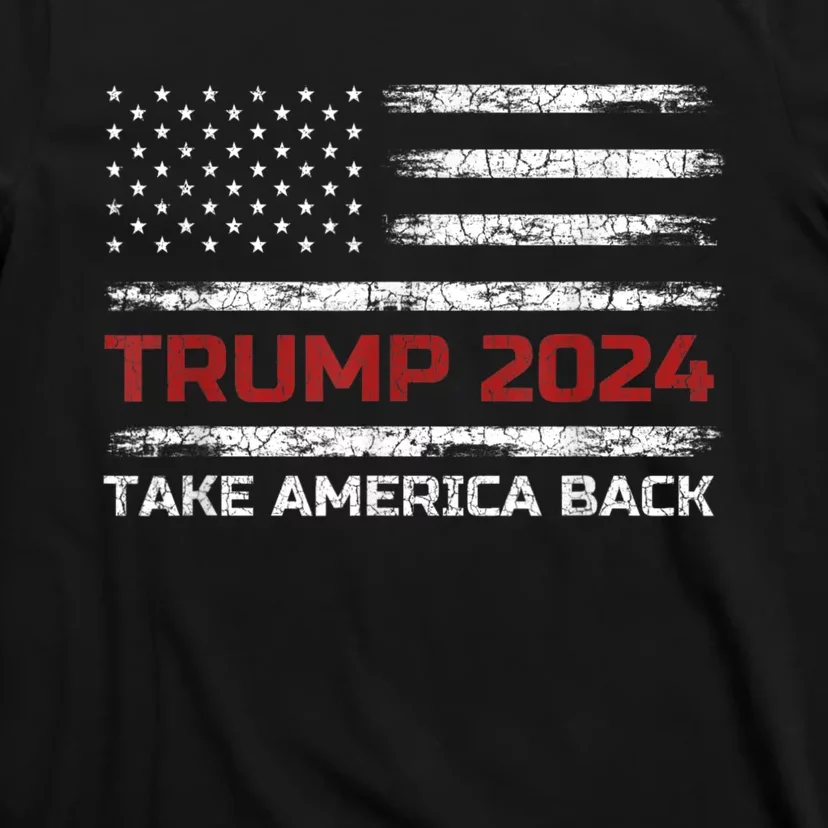 Trump 2024 Take America Back Election Patriotic Flag T-Shirt