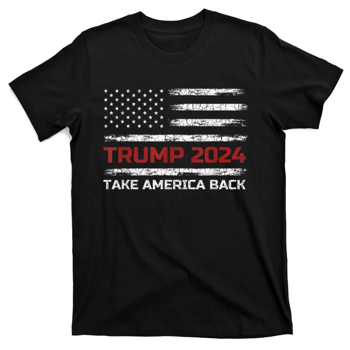 Trump 2024 Take America Back Election Patriotic Flag T-Shirt