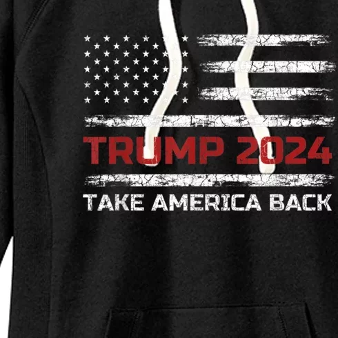 Trump 2024 Take America Back Election Patriotic Flag Women's Fleece Hoodie