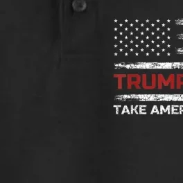 Trump 2024 Take America Back Election Patriotic Flag Dry Zone Grid Performance Polo