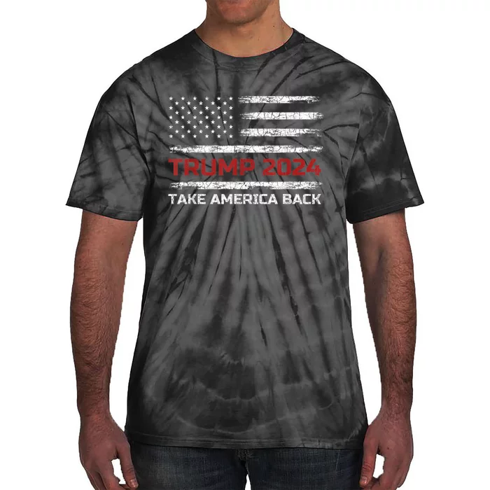 Trump 2024 Take America Back Election Patriotic Flag Tie-Dye T-Shirt