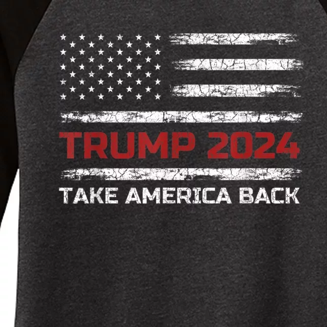 Trump 2024 Take America Back Election Patriotic Flag Women's Tri-Blend 3/4-Sleeve Raglan Shirt