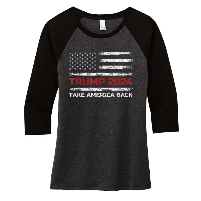 Trump 2024 Take America Back Election Patriotic Flag Women's Tri-Blend 3/4-Sleeve Raglan Shirt