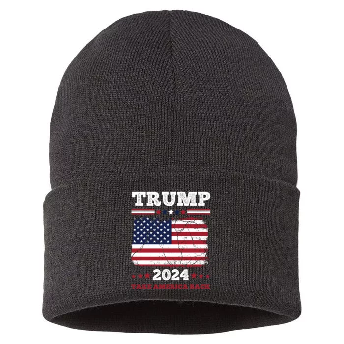 Trump 2024 Take America Back Election Graphic Sustainable Knit Beanie