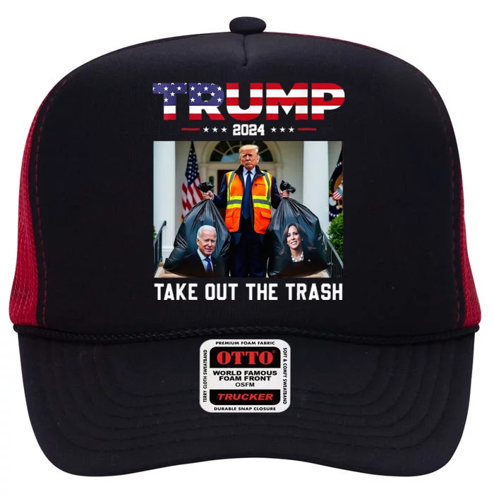 Trump 2024 Take Out The Trash High Crown Mesh Trucker Hat