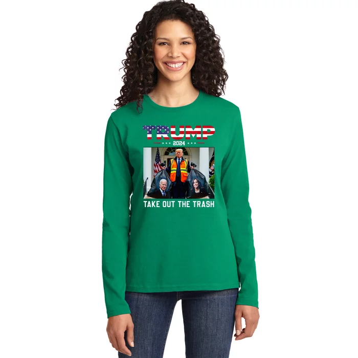 Trump 2024 Take Out The Trash Ladies Long Sleeve Shirt