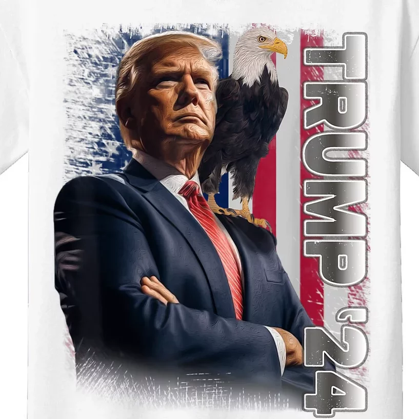 Trump 2024 Trump For President Patriotic American Flag Kids T-Shirt