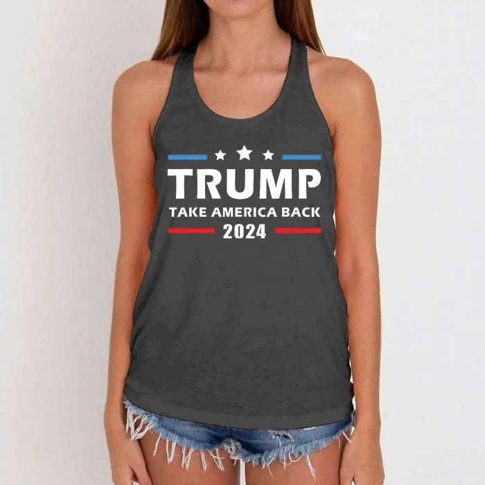 Trump 2024 Take America Back Election Patriotic Second Term Women's Knotted Racerback Tank