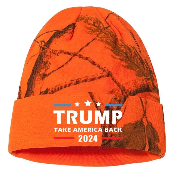 Trump 2024 Take America Back Election Patriotic Second Term Kati - 12in Camo Beanie