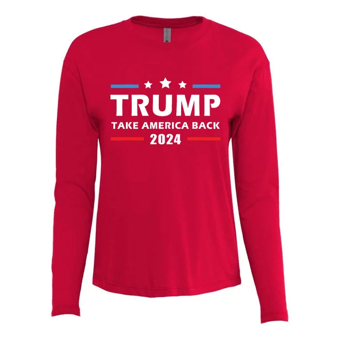 Trump 2024 Take America Back Election Patriotic Second Term Womens Cotton Relaxed Long Sleeve T-Shirt