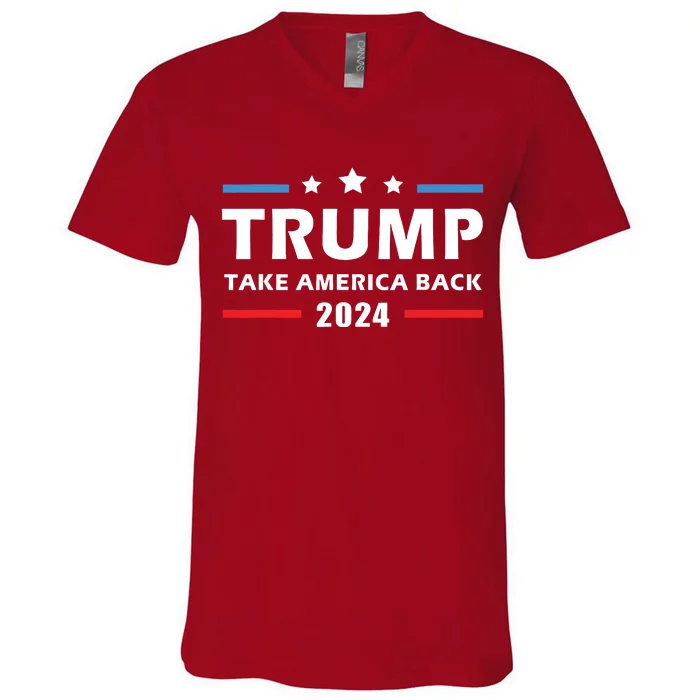 Trump 2024 Take America Back Election Patriotic Second Term V-Neck T-Shirt