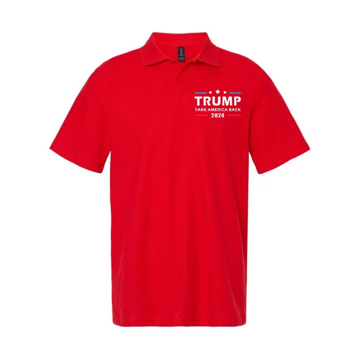 Trump 2024 Take America Back Election Patriotic Second Term Softstyle Adult Sport Polo