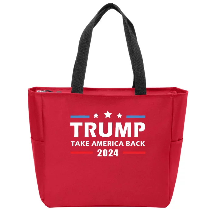 Trump 2024 Take America Back Election Patriotic Second Term Zip Tote Bag