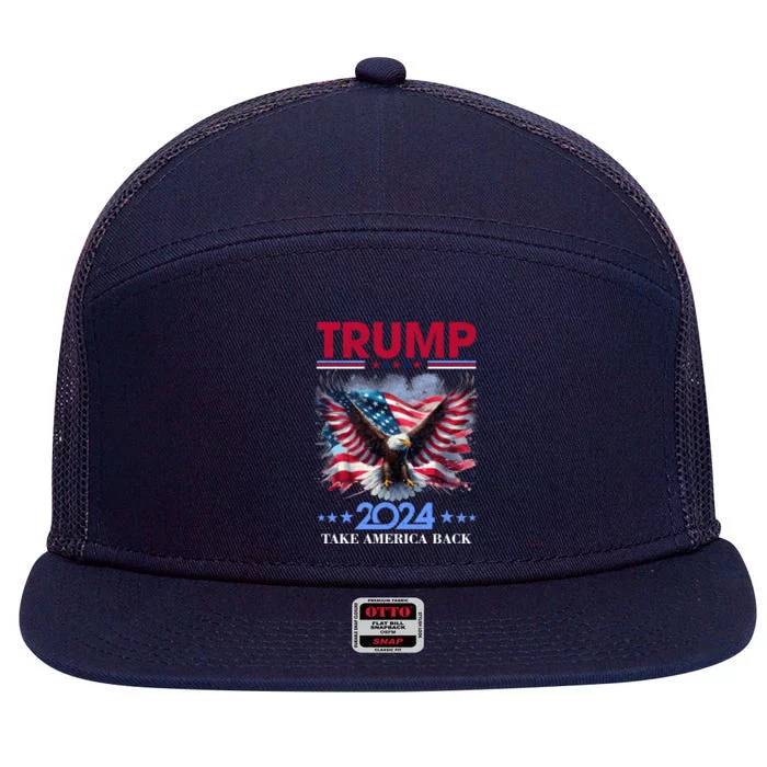 Trump 2024 Take America Back Cool Eagle 7 Panel Mesh Trucker Snapback Hat