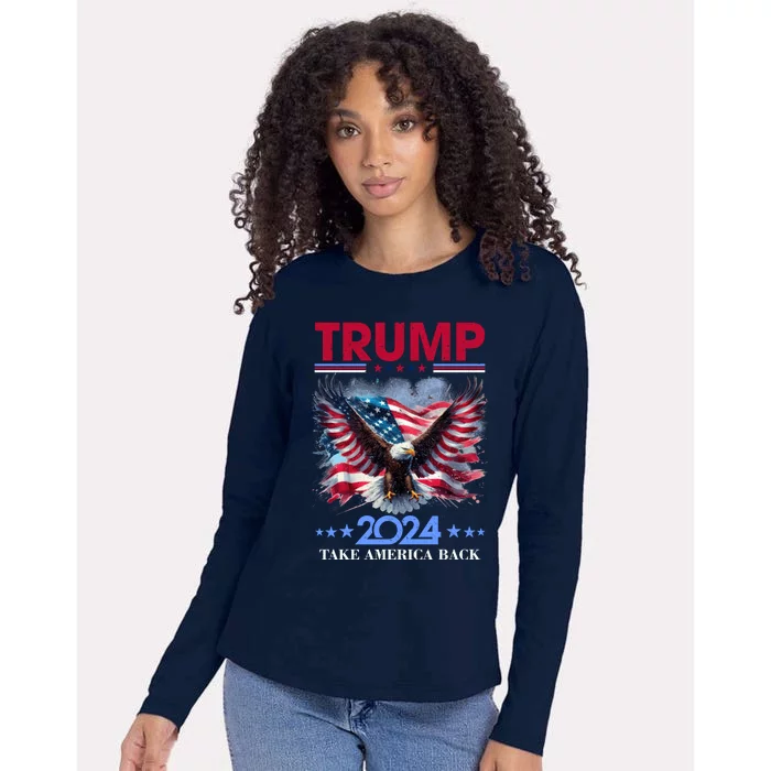 Trump 2024 Take America Back Cool Eagle Womens Cotton Relaxed Long Sleeve T-Shirt