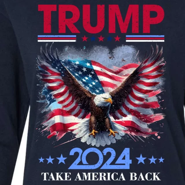 Trump 2024 Take America Back Cool Eagle Womens Cotton Relaxed Long Sleeve T-Shirt