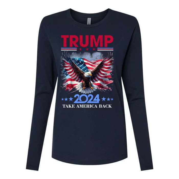 Trump 2024 Take America Back Cool Eagle Womens Cotton Relaxed Long Sleeve T-Shirt