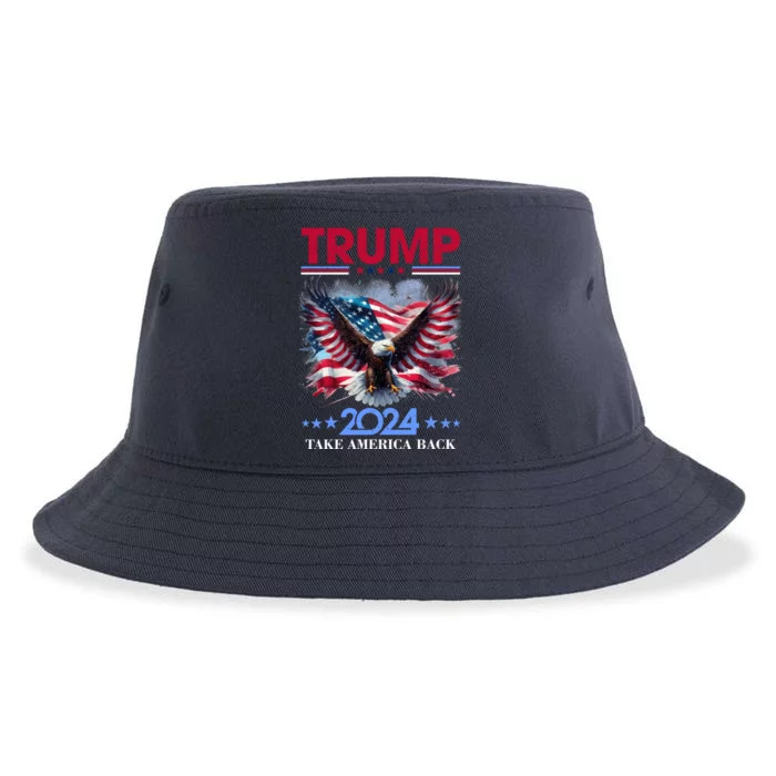 Trump 2024 Take America Back Cool Eagle Sustainable Bucket Hat