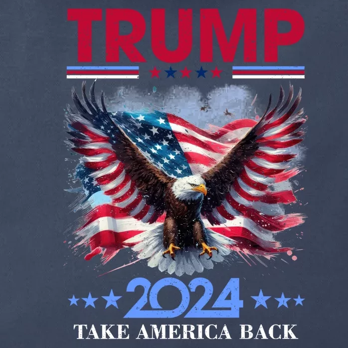 Trump 2024 Take America Back Cool Eagle Zip Tote Bag