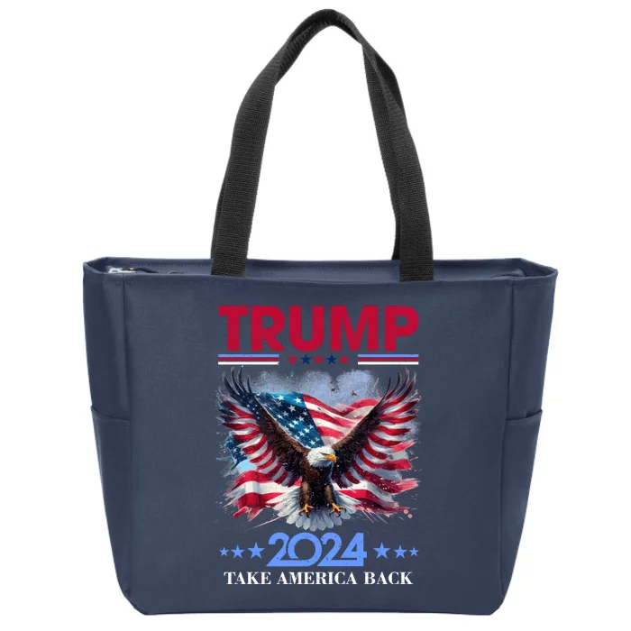 Trump 2024 Take America Back Cool Eagle Zip Tote Bag