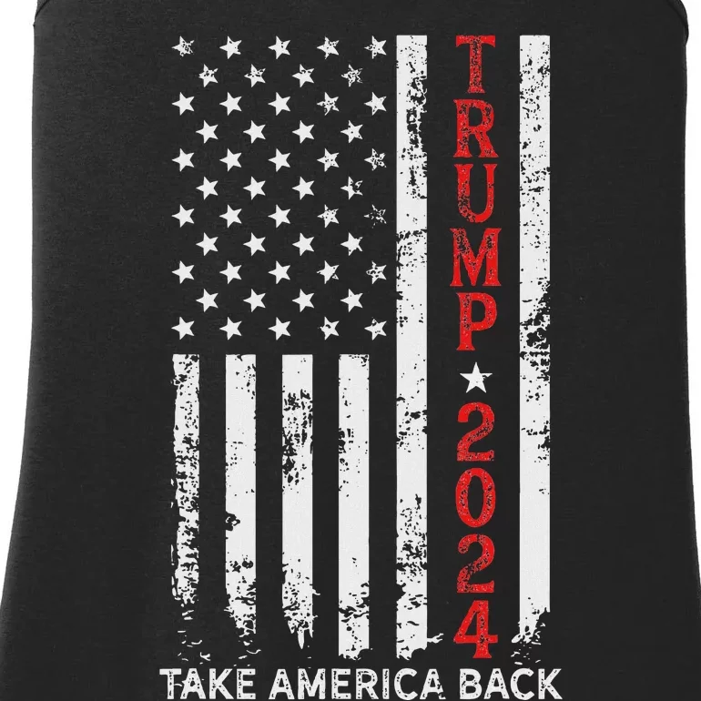 Trump 2024 Take America Back Patriotic Flag Ladies Essential Tank