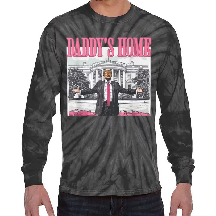 Trump 2024 Take America Back Daddys Home Trump 2024 Tie-Dye Long Sleeve Shirt