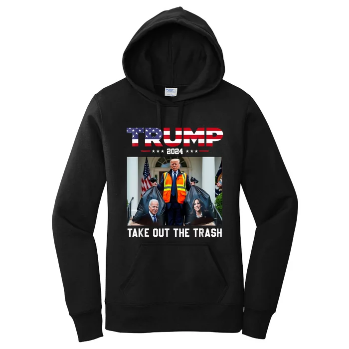 Trump 2024 Take Out The Trash Funny Trump Garbage Man Women's Pullover Hoodie