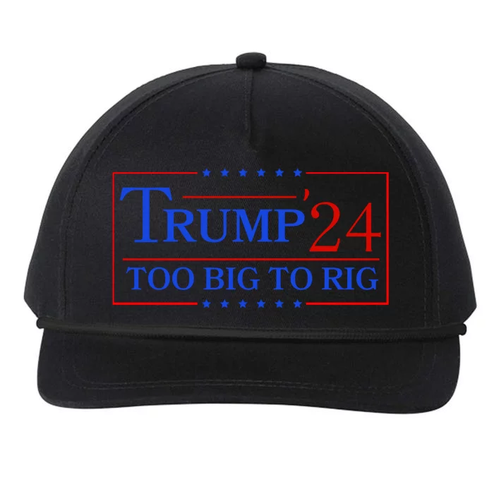 Trump 2024 Too Big To Rig Snapback Five-Panel Rope Hat