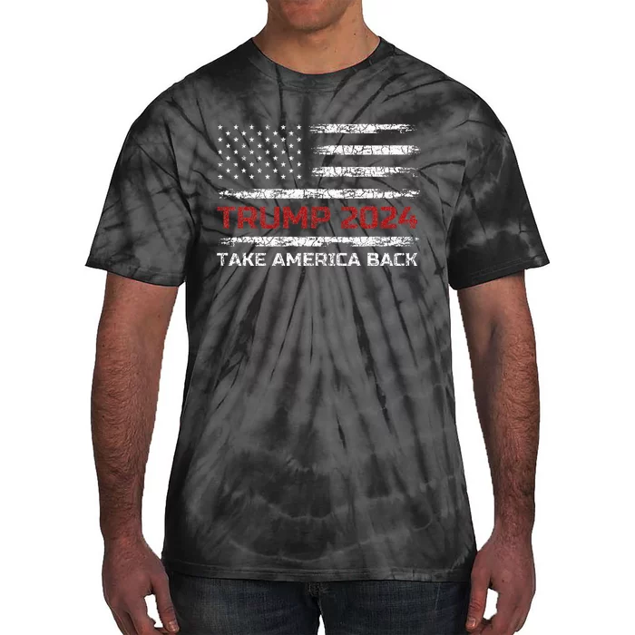 Trump 2024 Take America Back Election Patriotic Flag Tie-Dye T-Shirt